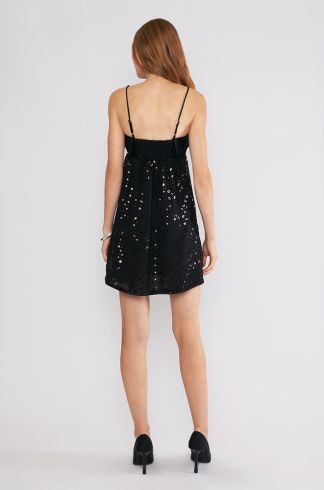 Vestido Curto Metalizado Travessia Preto