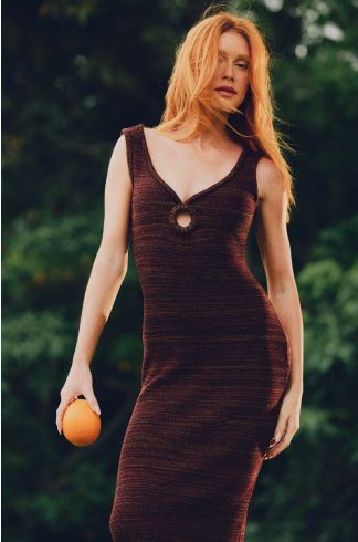 Vestido Longo Tricot Devaneio Boreal Multicolor