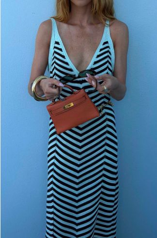 Vestido Midi Tricot Devaneio Nomade Verde/Marrom