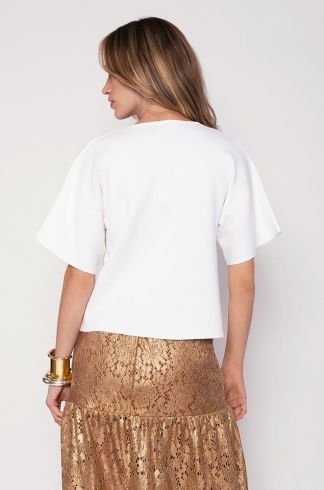 Blusa Tricot Travessia Ornamental Off White