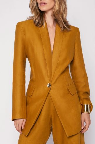 Blazer Linho Faixa Travessia Terra cota 