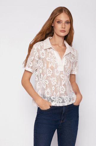 Camisa Polo Travessia Renda Branco