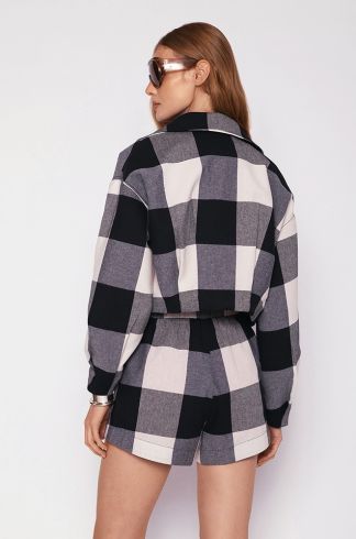 Jaqueta Travessia Cropped Bomber Xadrez  