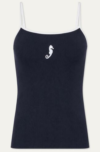 Regata Cropped Bordada Mareh Aurea Preto