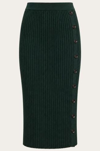 Saia Midi em Tricot Casulo Mariposa Verde