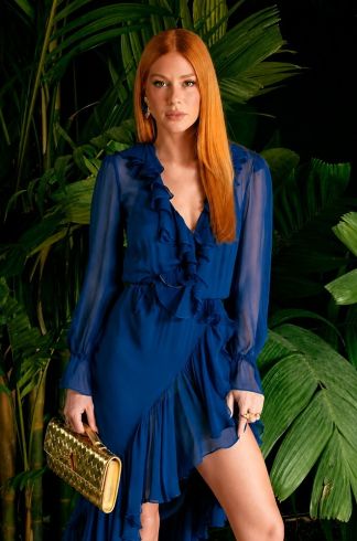 Vestido Midi Brisa Azul Royal