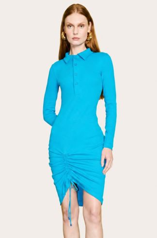 Vestido Curto com Amarração Casulo Centopeia Azul