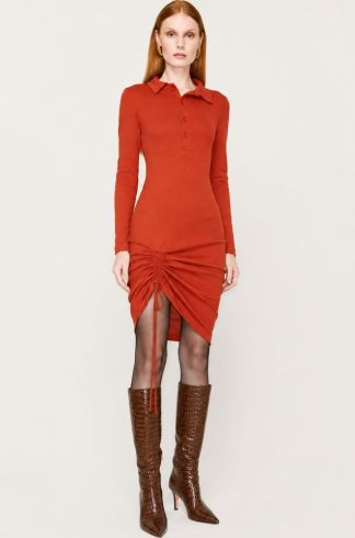 Vestido Curto com Amarração Casulo Centopeia Laranja