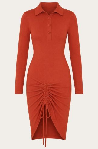 Vestido Curto com Amarração Casulo Centopeia Laranja