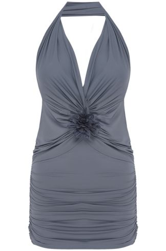Vestido Curto Devaneio Aureo Cinza