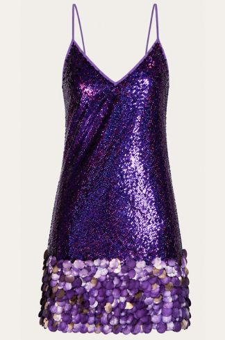 Vestido Curto em Paetê Casulo Borboleta Roxo