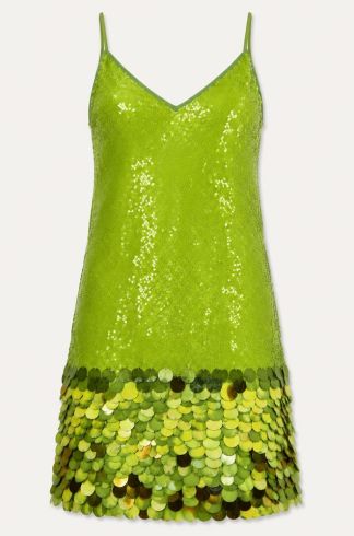 Vestido Curto em Paetê Casulo Borboleta Verde