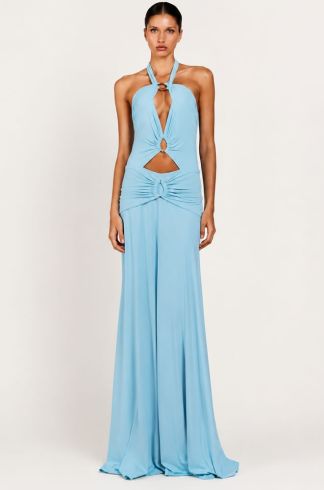 Vestido Longo Argolas Mareh Salácia Azul Céu