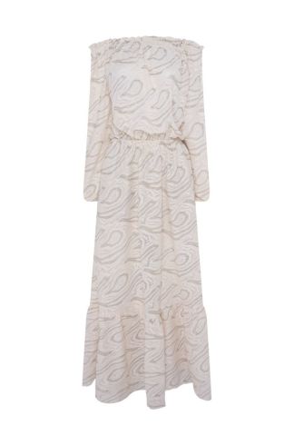 Vestido Longo Devaneio Relevo Off White