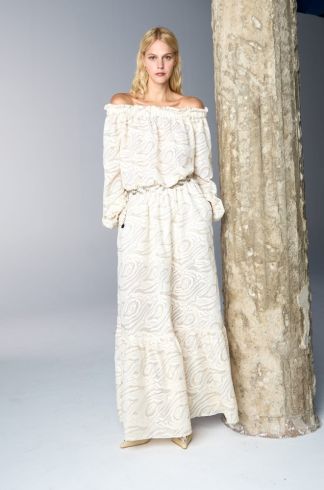 Vestido Longo Devaneio Relevo Off White