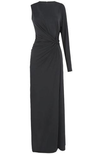 Vestido Longo Devaneio Uma Manga Longa Prisma Preto