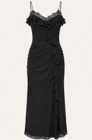 Vestido Midi com Renda Casulo Mantis Preto