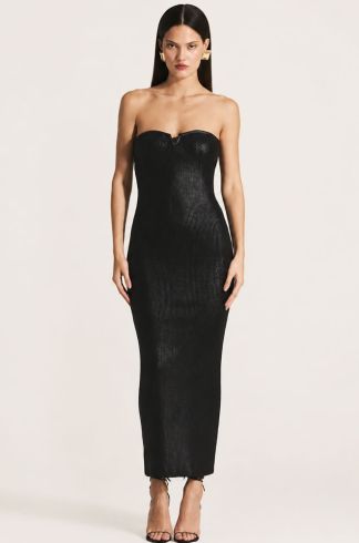 Vestido Midi sem Alça Casulo Firefly Preto